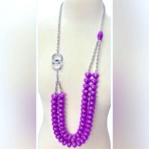 Vintage Joan Rivers Double Layer Purple Faceted Beaded Long Necklace